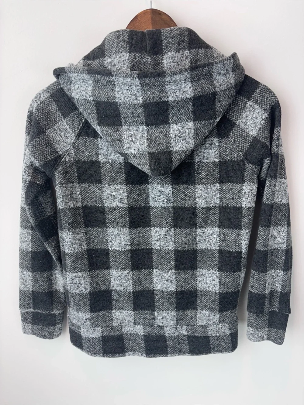 GAP Kids Black & Gray Plaid Zip Hoodie